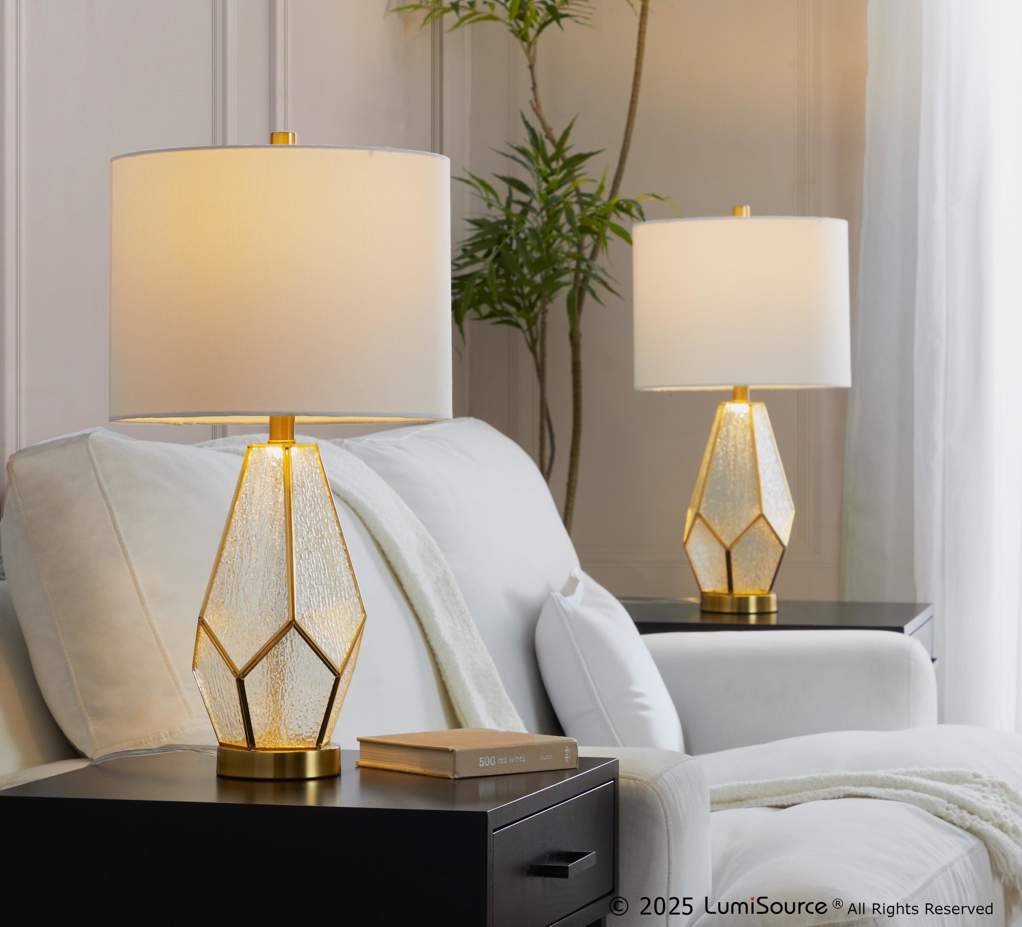 Geo Rain Glass 25" Table Lamp - Set Of 2